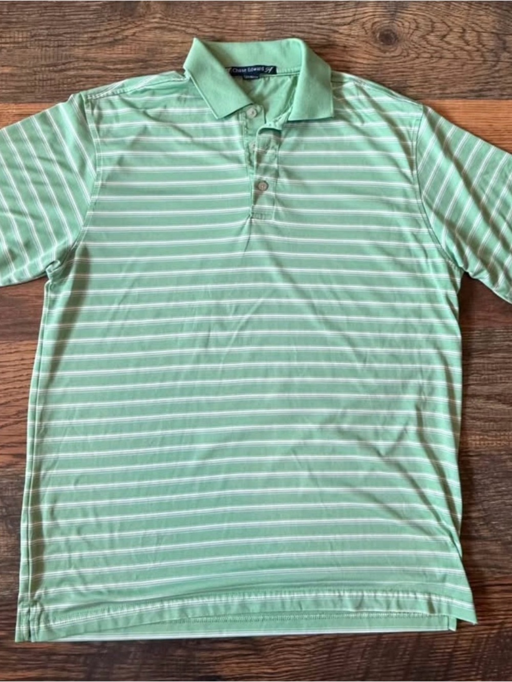 Chase Edward Golf Polo Green Size Medium Polyester Short Sleeves